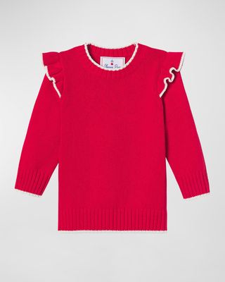 Girl's Caroline Ruffle Trim Sweater, Size 2-14