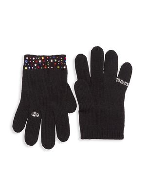 Girl's Carolyn Rowan x Stephanie Gottlieb Jeweled Cashmere Gloves - Black Rainbow - Black Rainbow