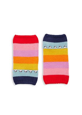 Girl's Carolyn Rowan x Stephanie Gottlieb Rainbow Striped Wool Fingerless Gloves