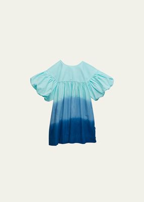 Girl's Catherine Dip-Dyed Puff-Sleeve Dress, Size 3T-6
