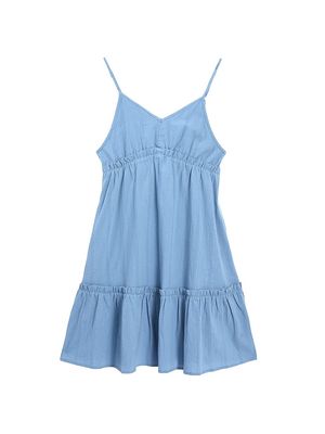 Girl's Chambray Dress - Denim Blue - Size 8 - Denim Blue - Size 8