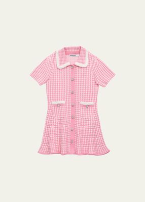 Girl's Check-Print Knit Dress, Size 3T-12