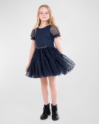 Girl's Cherry Floral-Print Dress, Size 7-16