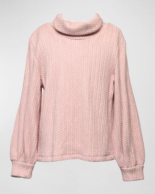 Girl's Chevron Pattern Turtleneck Sweater, Size 7-14