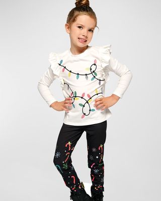 Girl's Christmas Candy Cane Leggings, Size 2T-6