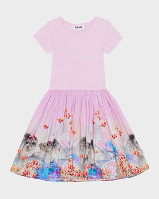 Girl's Cissa Sea-Print Dress, Size 7-10