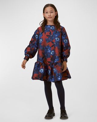 Girl's Cixi Floral-Print Puff Sleeve Dress, Size 3T-6