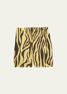 Girl's Clam Zebra-Print Shorts, Size 3-12