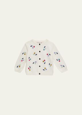 Girl's Claudie Embroidered Cherry Cardigan, Size 6M-2