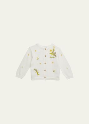 Girl's Claudie Floral Embroidered Cardigan, Size 6M-2