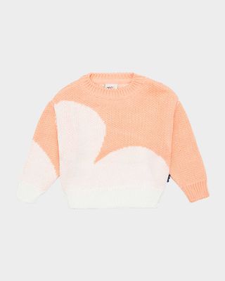 Girl's Cloud-Print Knit Sweater, Size 2-8