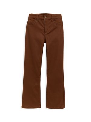 Girl's Coated High-Rise Crop Flare Pants - Brown - Size 7