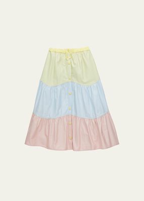 Girl's Colorblock Tiered Skirt, Size 5-16