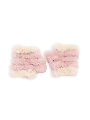 Girl's Colorblocked Faux Fur Mandy Mittens - Blush Multi - Blush Multi