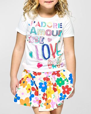 Girl's Colorful Graphic T-Shirt, Size 4-6