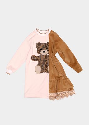 Girl's Combo FF Teddy Bear Dress, Size 8-12
