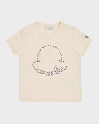 Girl's Cord Appliqué Logo Short-Sleeve T-Shirt, Size 4-6
