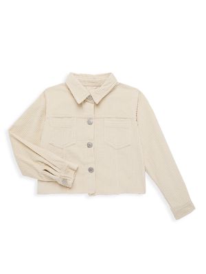 Girl's Corduroy Button-Front Jacket - Winter White Cordoroy - Size 7