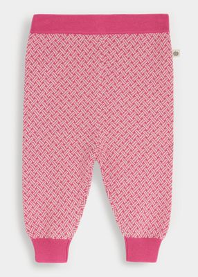 Girl's Cotton-Cashmere Knit Trousers, Size 3M-3