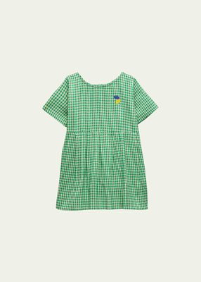 Girl's Cotton-Linen Vichy Dress, Size 6M-24M
