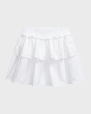 Girl's Cotton Tiered Seersucker Skirt, Size 2-4