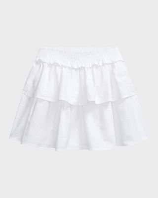 Girl's Cotton Tiered Seersucker Skirt, Size 5-6X