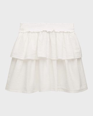Girl's Cotton Tiered Seersucker Skirt, Size 7-16