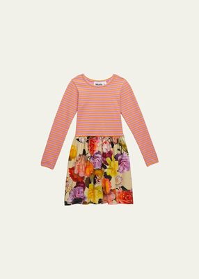 Girl's Credence Floral-Skirt Combo Dress, Size 4T-6