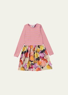 Girl's Credence Floral-Skirt Combo Dress, Size 7-12