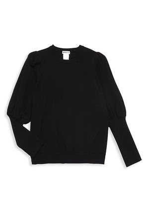 Girl's Crewneck Puff Sleeve Sweatshirt - Black - Size 14 - Black - Size 14