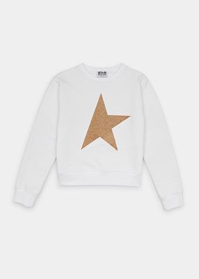 Girl's Crewneck Star Sweatshirt, Size 4-10