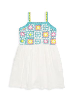 Girl's Crochet Dress - Blue Sea Combo - Size 8 - Blue Sea Combo - Size 8