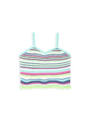 Girl's Crocheted Stripe Tank Top - Size 8 - Size 8
