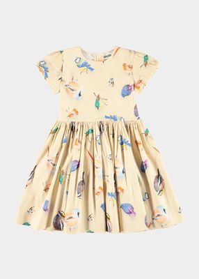 Girl's Cyrilli Bird-Print Dress, Size 2-6