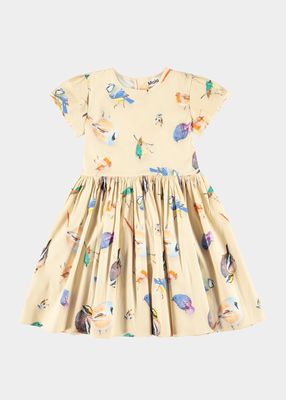 Girl's Cyrilli Bird-Print Dress, Size 7-14