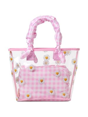 Girl's Daisy Love Clear Tote & Cosmetic Bag