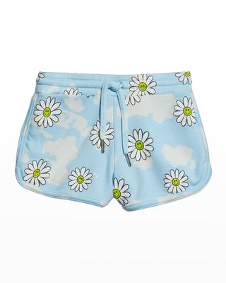 Girl's Daisy-Print Shorts, Size S-XL