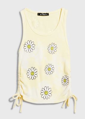 Girl's Daisy Rouched Tank Top, Size S-XL