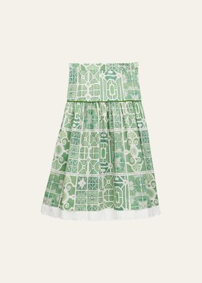 Girl's Day-to-Day Embroidered Cotton Skirt, Size 9-14
