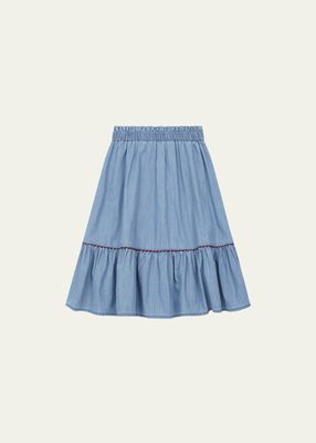 Girl's Denon Long Denim Skirt, Size 4-12