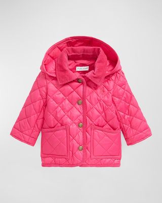 Girl's Diamond Quilted Logo Jacket, Size 9-24M