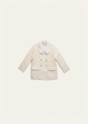 Girl's Double-Breasted Tweed Coat, Size 3-12