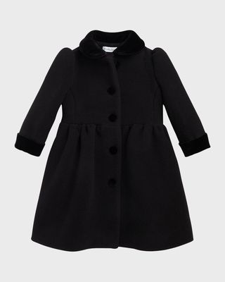 Girl's Double Faced Wool Coat, Size 9M-24M