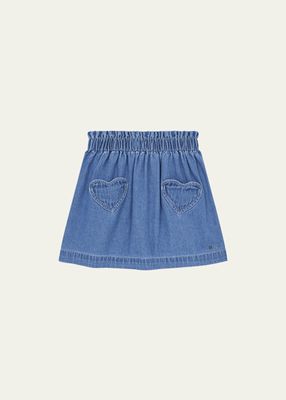 Girl's Douchka Short Denim Skirt, Size 4-12
