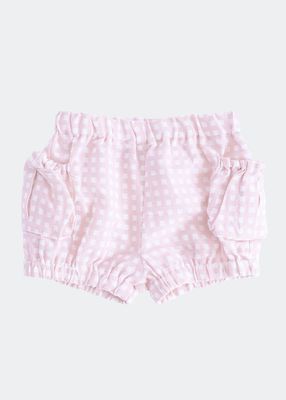 Girl's Dusty Pink Gingham Shorts, Size Newborn-24M