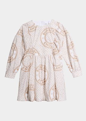 Girl's Elita TB Logo-Print Dress, Size 4-14