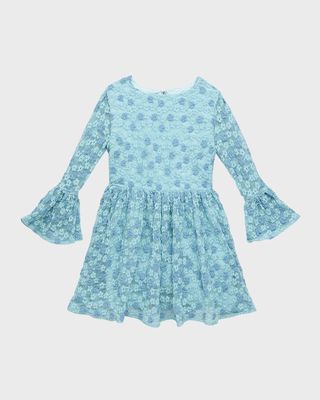 Girl's Eloise Floral Lace Dress, Size 4-14