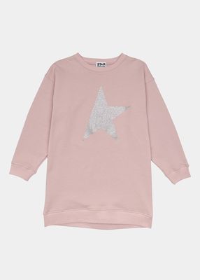 Girl's Embellished Star-Print Sweatshirt Dress, Size 4-10
