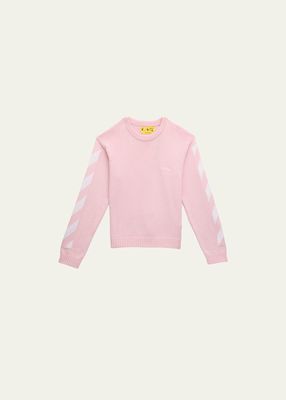 Girl's Embroidered Classic Arrow Tab Sweater, Size 4-12