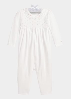 Girl's Embroidered Coverall, Size 3M-12M